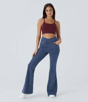 Halara Flex High Waisted Crossover Pocket Washed Casual Jeans XL Tall